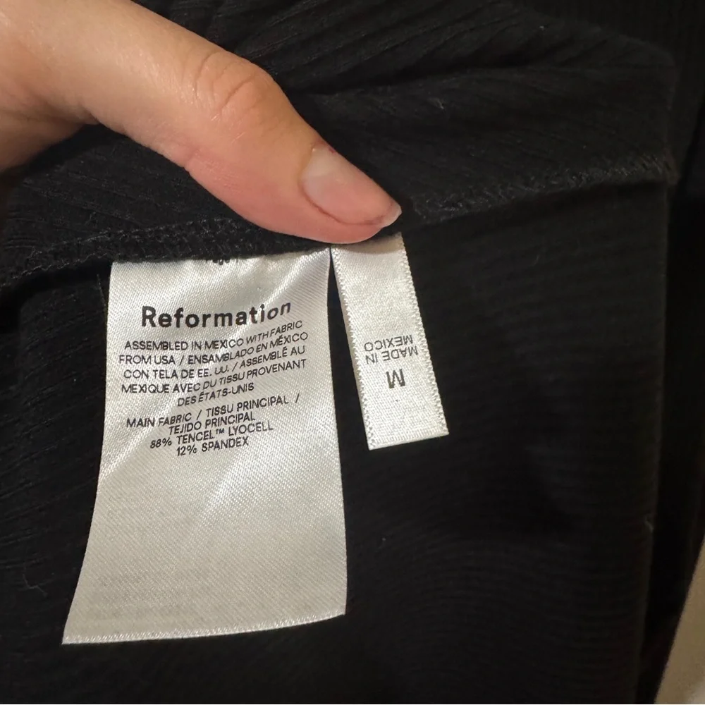 Reformation Black Ribbed Hilo Twist Dress with High Slit - Picture 6 of 10